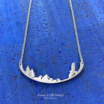FAIRE - Close 2 UR Heart Fashion Jewelry Eagle Wild Bird Necklaces Stainless Steel Bar Pendant Made in the USA